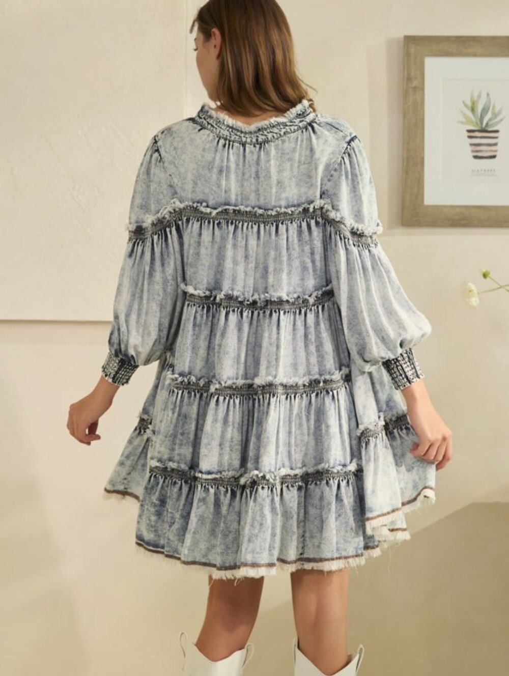 Oli & Hali Washed Gray Tiered Mini Dress - Picture 2 of 2